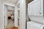 Head to the master just off the main living area, stackable washer & dryer